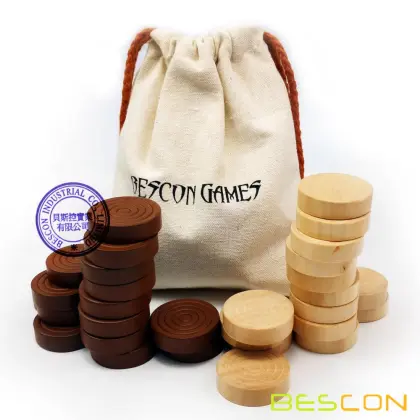 Bescon 1-3/16 inch Classic Carved Stackable Wooden Checkers