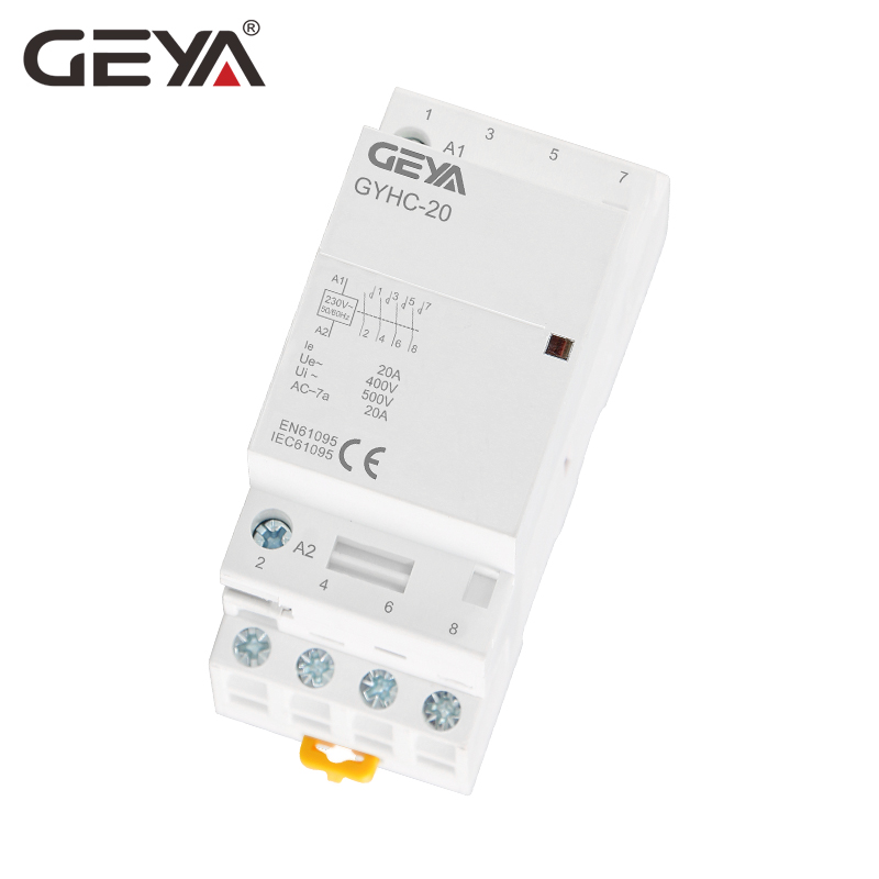GEYA GYHC 4P 16A 20A 25A 220V/230V 50/60HZ Din rail Household AC Modular Contactor 4NO OR 2NO2NC