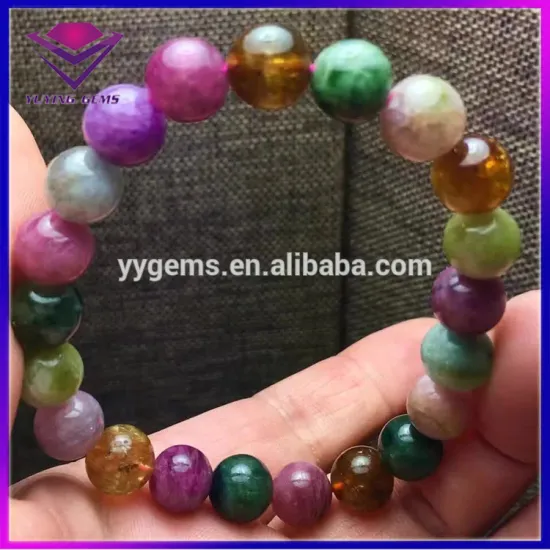 Precious Round Beads Cut Natural Tourmaline Gemstone Loose Strands