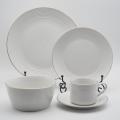 Wit met wit reliëf Fine China Dinner Set, Luxury Porselein Dinner Set, Chinese Fine Porselein Dinner Set