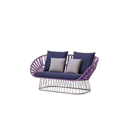 Red Rope Garden Lounge Chair - Unique Outdoor Furniture for Courtyard and Balcony