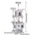 Curved Modern Eco-Friendly Cat Scratching Board Wooden Indoor Climbing Tree Tower Ergonomic Rest Platform Multi Level Condo