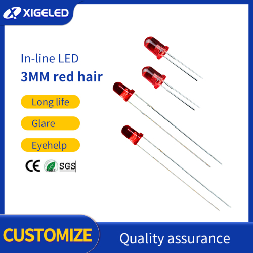 Capelli rossi e verdi a pelo rosso 3mm a LED