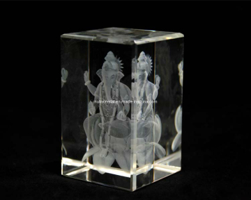 Crystal Ganesha on Lotus Religious Souvenir Gift for Hindu