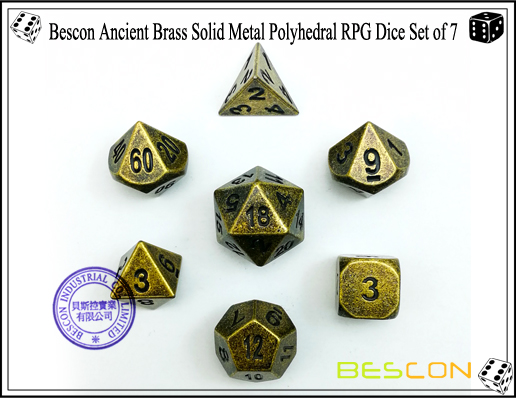 Bescon Ancient Brass Solid Metal Polyhedral RPG Dice Set of 7-1