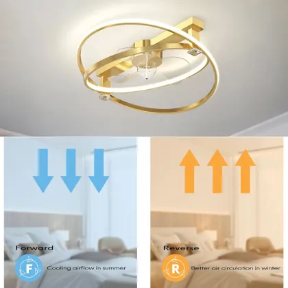 Gold Modern Minimalist Embedded Ceiling Fan Lighting