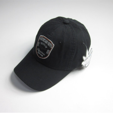 Mens Black Patch Sports Cap with Badge