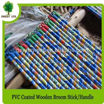 Wooden broom stick / long wood stick with PVC coated / mops wooden handle