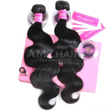 Amzhair Wholesale10A Body Wave Brazilian Cuticle Aligned Virgin Human Hair Large Stock Double Weft Remy Hair Extension Bundles