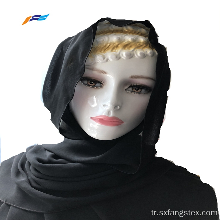 Müslüman 100% Polyester Kadın Siyah Arap Eşarp Başörtüsü