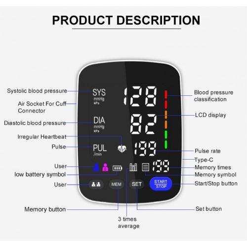 Arm type blood pressure monitor digital bp machine