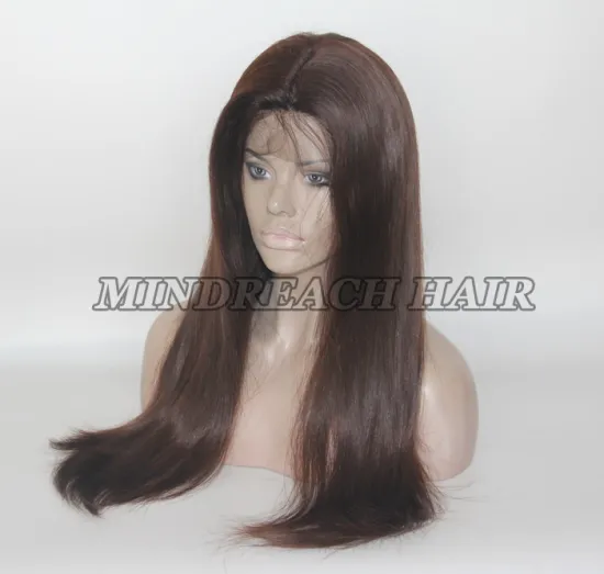 Natural brown color human hair full lace wig natural straight lace wig indian women hair wig decent quality 5*5 size silk wig