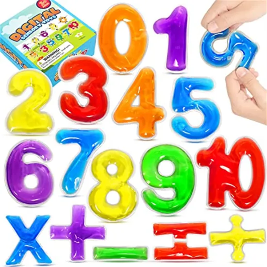 Sensory Learning Toy: Gel Filled Math Numbers & Water Beads for Preschool Toddlers - Montessori Educational Fun