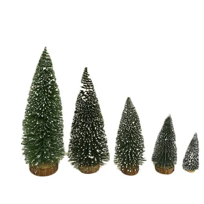 DIY White Cedar Mini Christmas Trees and Pine Needle Ornaments for Tabletop Decorations