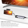 10 in 1 Aluminum Alloy USB Type C Hub USB C to Multi USB 3.0 PD 3.5mm Jack TF VGA HDMI Adapter 1Gbps RJ45 Network Card for PC Co