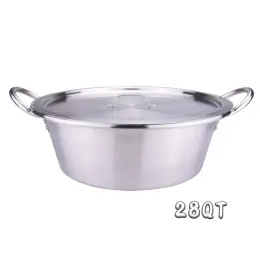 28QT Stainless Steel Cooking Cazo Comal With Lid