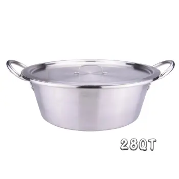 28QT Stainless Steel Cooking Cazo Comal With Lid