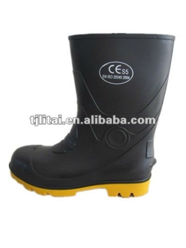 black safety wellington boots with Steel toe and plate