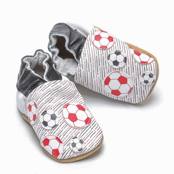 Унисекс печат бебе футбол меки кожени обувки