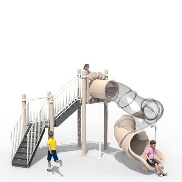 Freestanding Transparent & Colored Tube Slide for Kids and Pets - Rotational Molding, 210cm Height