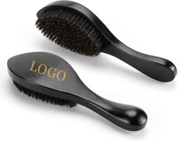 Professional Black Wooden Wave Brush with Custom Logo: Perfect Curved Hair Brush for Men