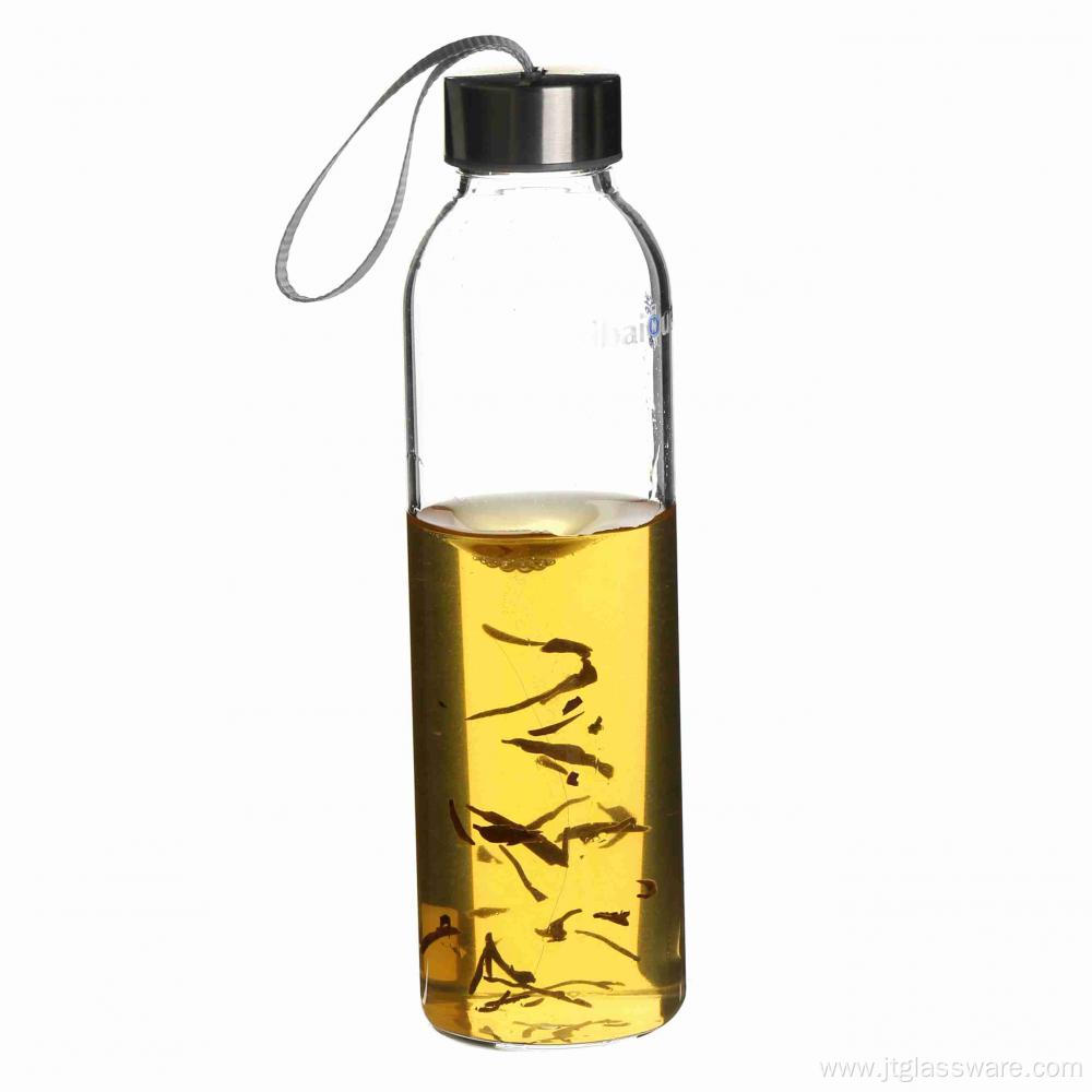 Safe carrying pyrex glass water bottle for kids