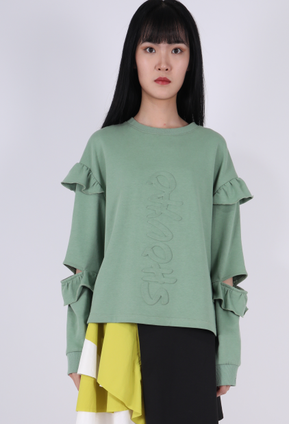 LADIES SWEATSHIRT WITH EMBOSSED LOGO