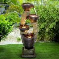 4 Crocks Fountains de jardin extérieur avec lumière LED