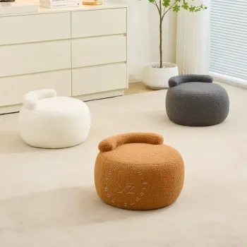 Nordic White Lambswool Fabric Bean Bag Sofa for Small Spaces