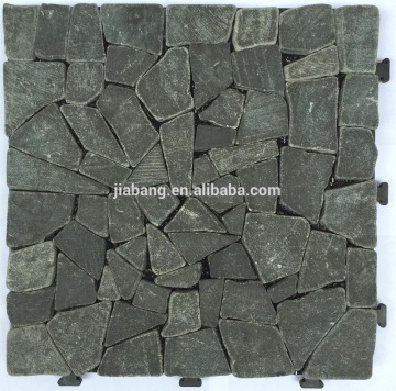Outdoor interlocking flooring natural stone DIY travertine slab mosaic garden tile