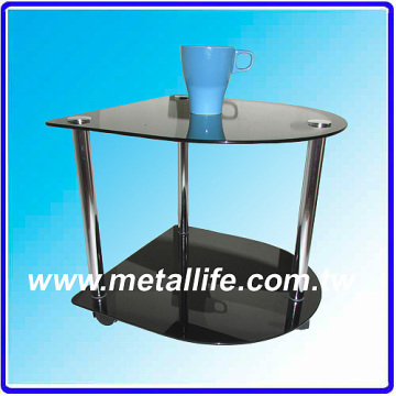 LV-5004 2 tiers Slide end black oval glasses table Dining cart