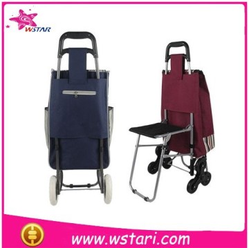 Wholesale vegetable trolley shopping bag, customized shopping trolley bag with 2 wheels