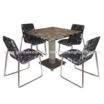 12mm Tempered-glass Dining Table Set with 4 Chairs