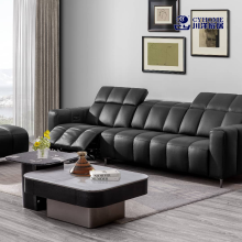 Schwarzes Ledersofa für modernes Wohnzimmer