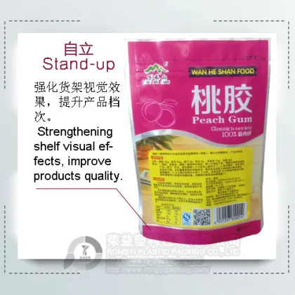 Custom Printing Peach Gum Packaging Bag with Zipper