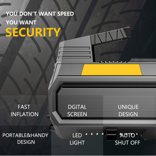 એલઇડી લાઇટ ટાયર ઇન્ફ્લેટર એર કોમ્પ્રેસર સાથે ડિજિટલ પ્રેશર ગેજ પમ્પવાળા કાર ટાયર માટે પોર્ટેબલ