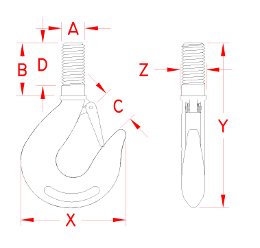 Threaded Shank Hook Drawing