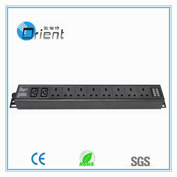 IEC19 2ways and 8ways UK type PDU with current and voltage dual digital display for cabinet (power distribution unit)