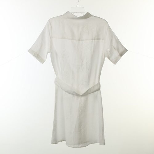 Viscose Linen Blus Panjang Setengah Lengan dengan Emb
