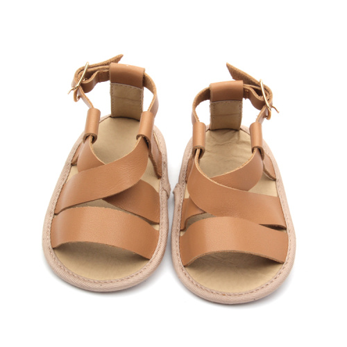 Zapatos de sandalias de bebé de cuero de verano transpirables