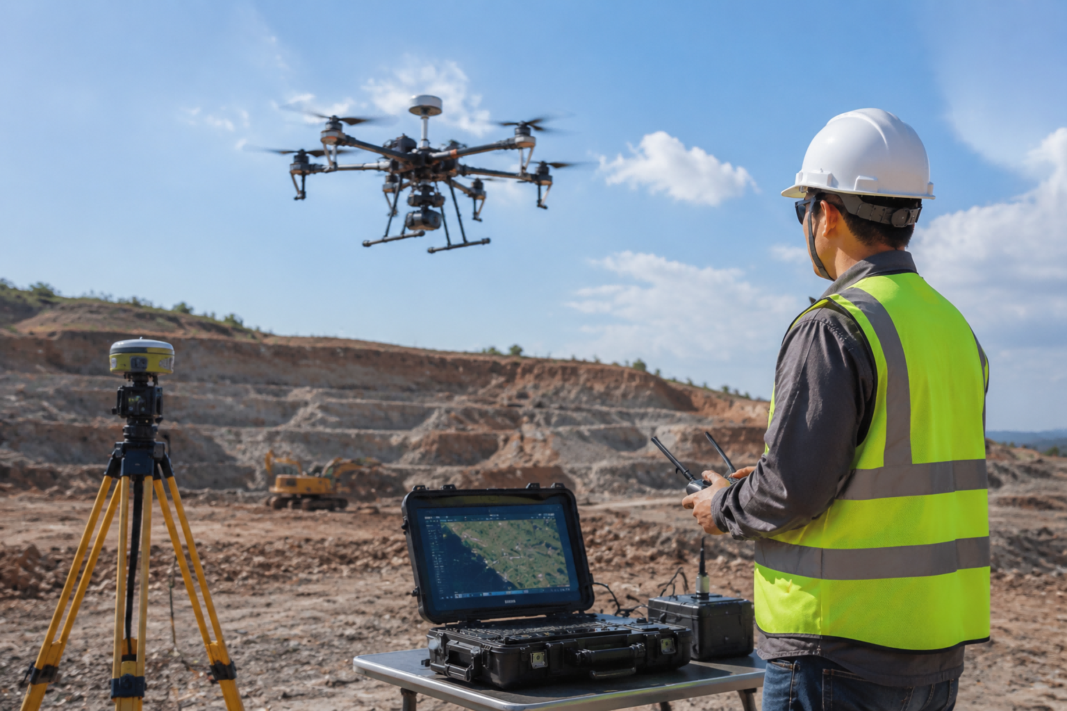 Industrial mapping UAV with GNSS antenna for accurate surveying and outdoor positioning applications