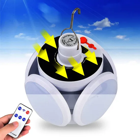 IP65 Waterproof Solar Foldable LED Emergency Lamp with Hook for Portable Rechargeable Emergency Lighting