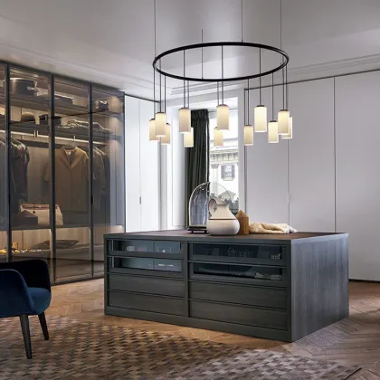 MOONTOP Modern Wooden Walk-in Closet System - Bedroom Furniture Wardrobe Closet