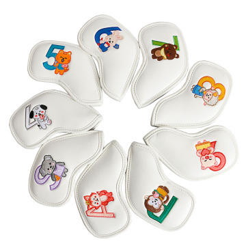 NEUE DESIGN GOLF CLUB Kopfcovers: 9pcs/Set mit Cartoonmustern, gestickte PU-Leder-Eisen, doppelseitiges nummeriertes Design