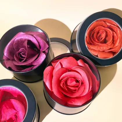 Private Label Vegan Powder Blush: Custom Flower 3D Rose Petal Blush Highlighter in Purple Pink