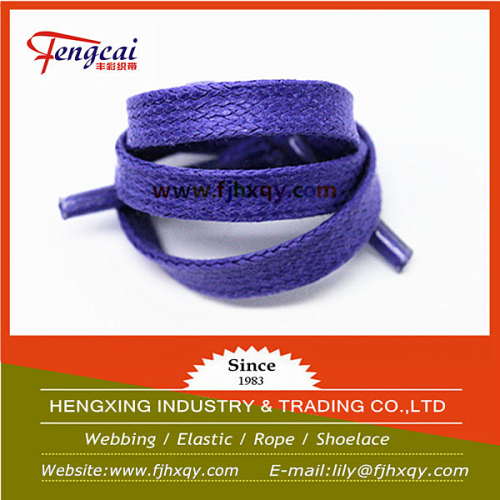 5mm Durable purple flat custom leather shoelaces