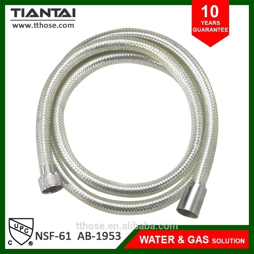 UPC certificates flexible reinforced PVC shower hose with aluminum foil braided