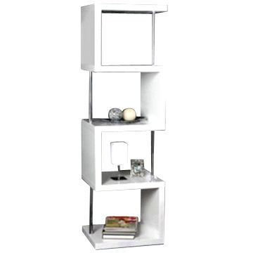 Decorative Wooden Bookcase, 40mm MDF with High Gloss Finish and Stainless Steel Pipe