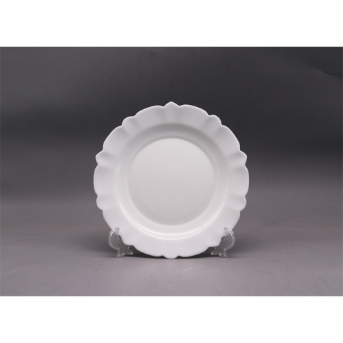 Flower Shape Elegant White Opal Glass Dinner Plate