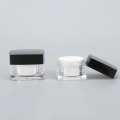 Clear Black Square CosmeticCream Double Acrylic With Lid